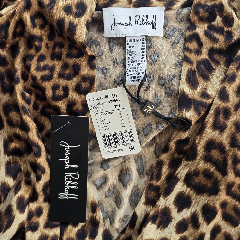 Joseph Ribkoff Leopard-Print Wrap Midi Dress in Brown and Black - Picture 4 of 7